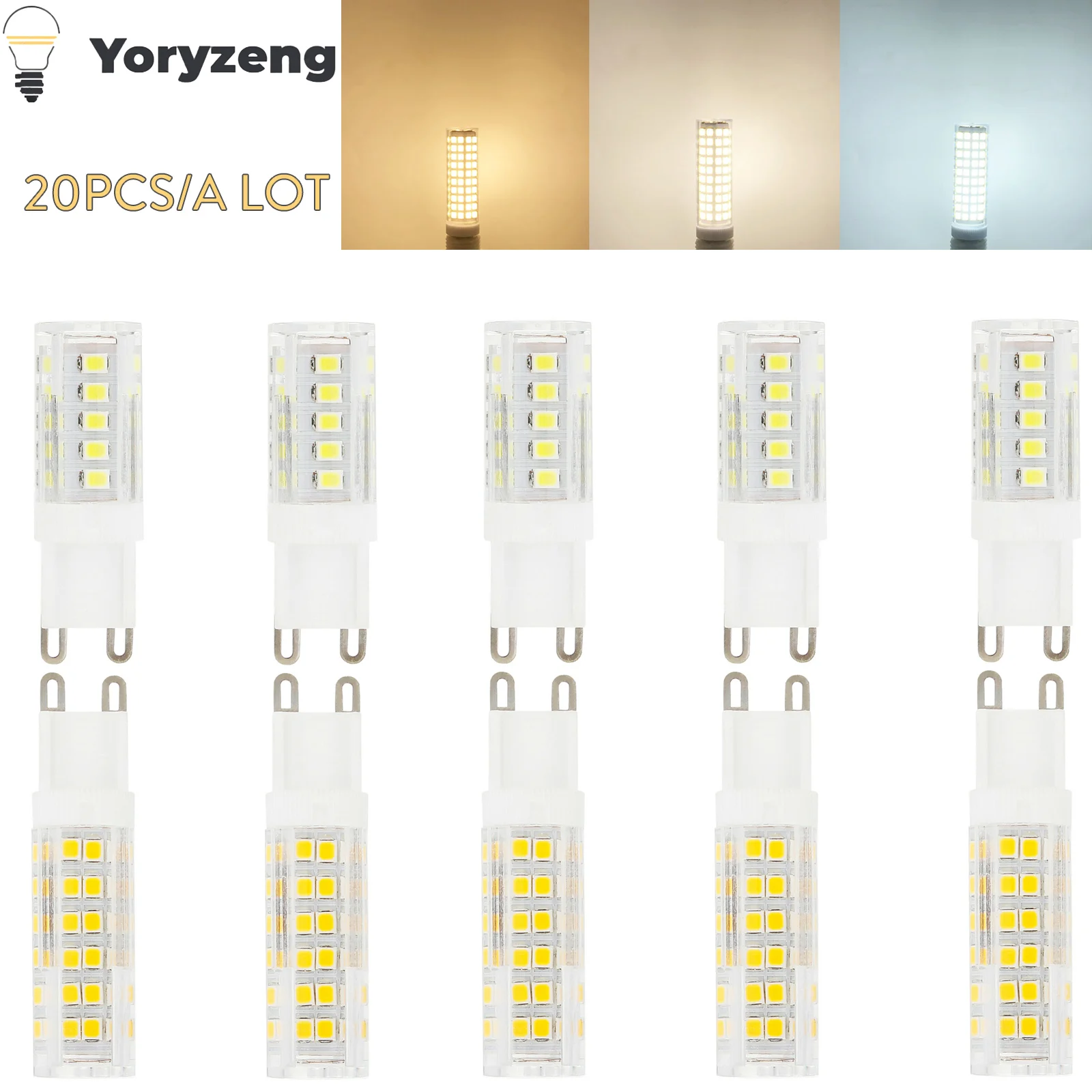 20Pcs Mini G9 LED Bulbs Light Ceramic Lamp 7W 9W 18W 2835 SMD Replace 30W 40W Halogen Lamps 220V 240V Home Chandelier Decor