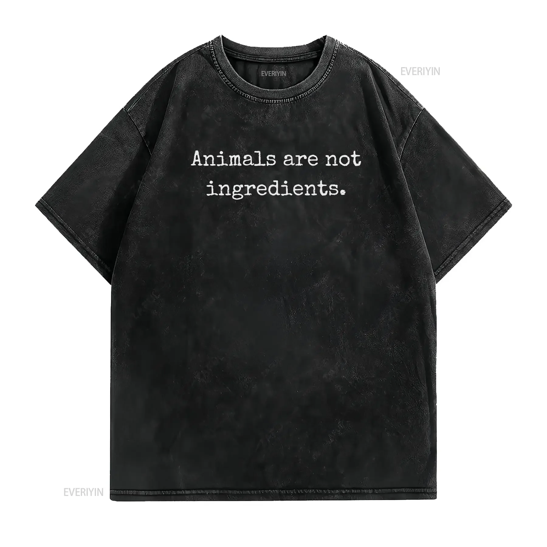 Animals Are Not Ingredients T Shirt Vegan Animal Rights Vegetarian Black  vintage Washed Breathable streetwear homme Stretched
