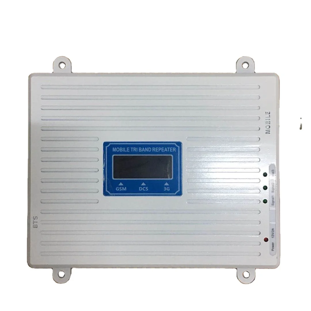 900 / 1800  2100mhz mobile phone signal amplifier GSM  DCS  3G tri band white with LCD screen suit