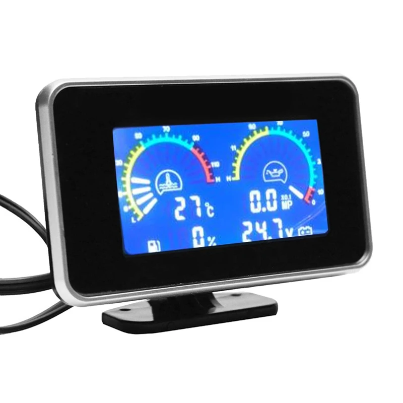 Car LCD 4 In 1 Gauge LCD Car Digital Oil Pressure Gauge Digital Display Sensor Instrument Panel