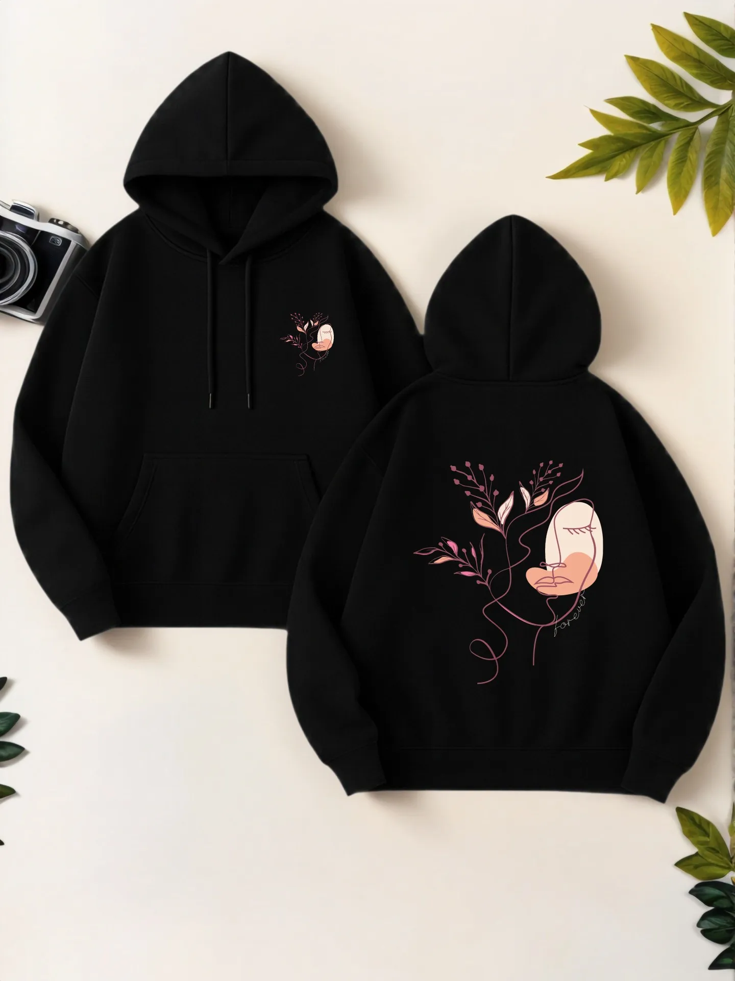 

Women's Graphic Hoodie, Aesthetic Floral Print, Casual Comfortable Fabric, Casual Everyday Wear