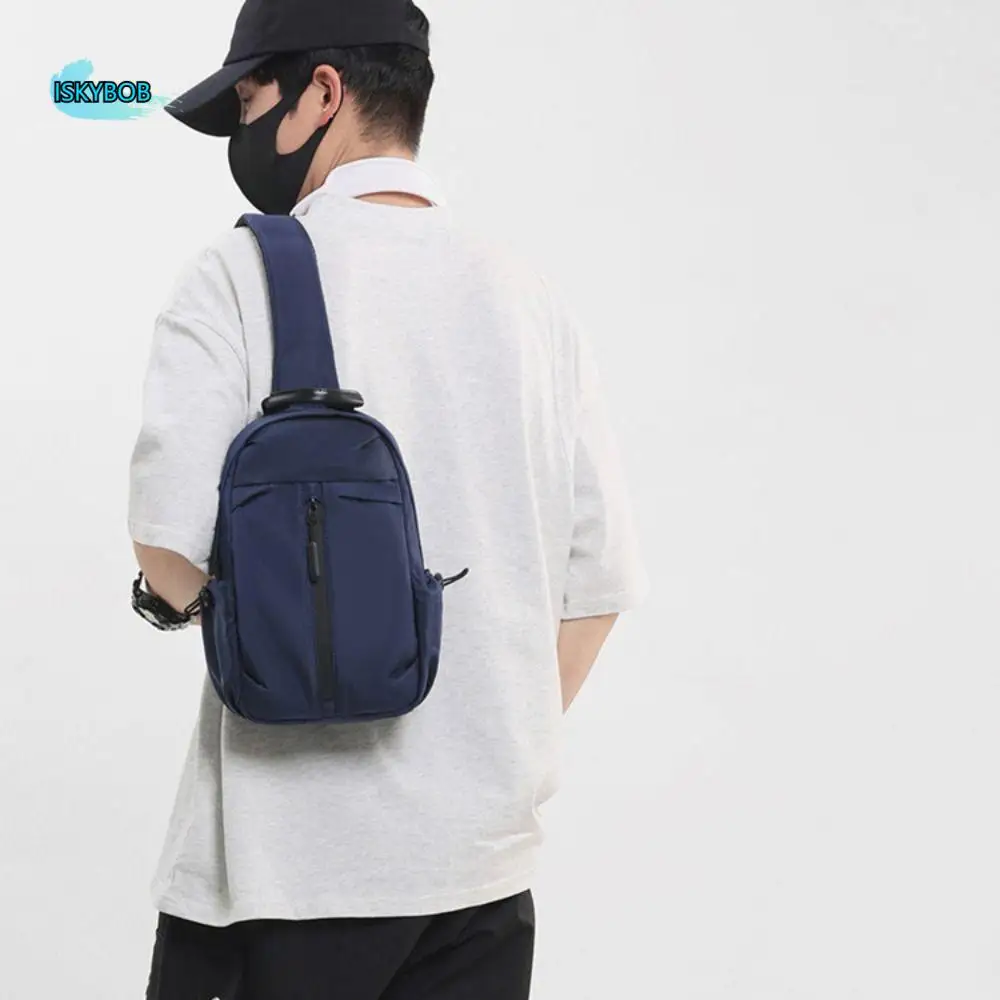 

Simple Multifunction Men's Crossbody Bag Fitness Waterproof Nylon Shoulder Bag Large Capacity Leisure Sport Chest Bag Travel