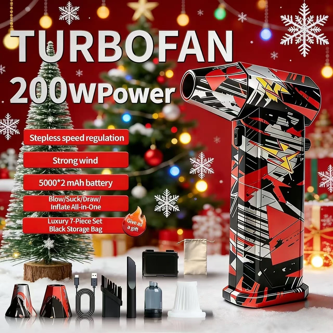 

Вакуумный вентилятор X9 серебристо-черно-красного цвета, с вращающейся скоростью 300 000 об/мин и скоростью ветра 75 м/с, перезаряжаемый.