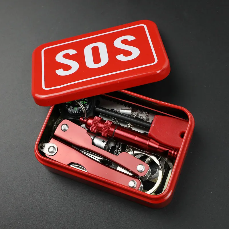 

Outdoor equipment outdoor survival tool set Emergency package SOS life-saving box survival set