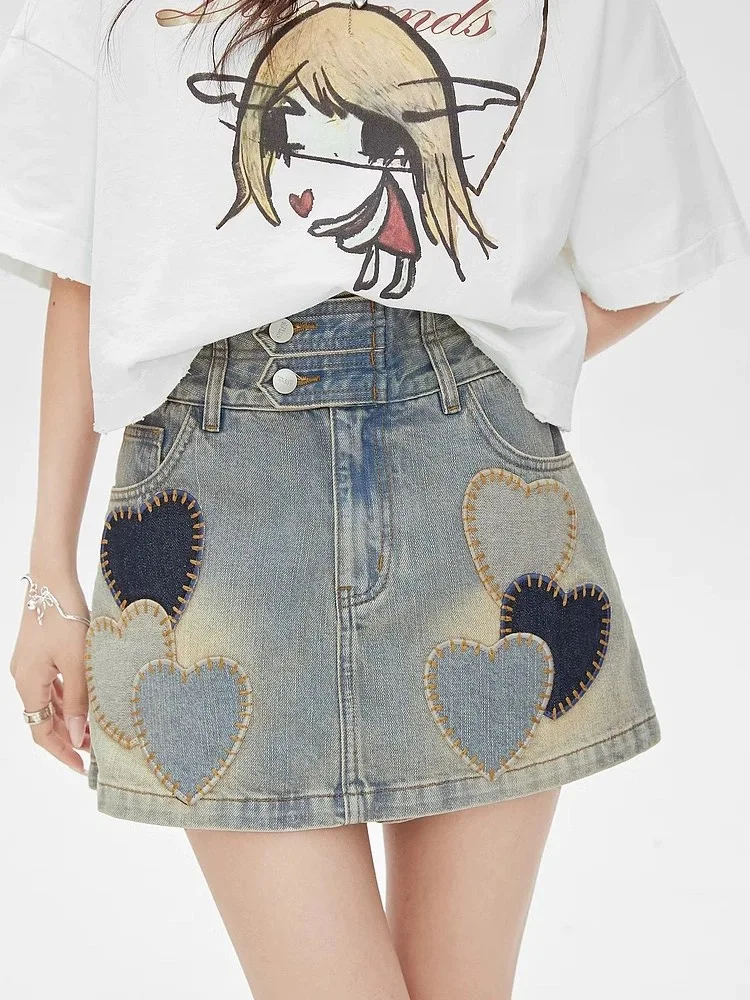

Y2K Vintage Denim Mini Skirts Women Summer Fashion High Waist Short Skirt Casual Fashion Streetwear Cotton Embroidery Skirt 2025