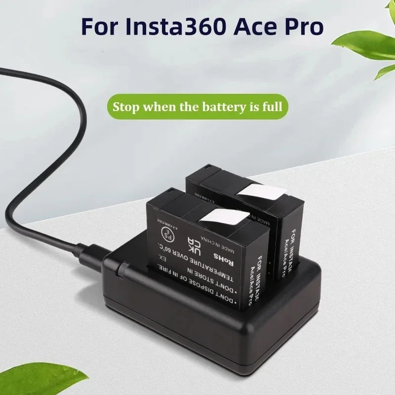 For Insta360 Pro/Ace 1800mAh Battery+LED Dual Charger for Insta360 Ace Pro Rechargeable Li-ion Battery Action Camera Accessories