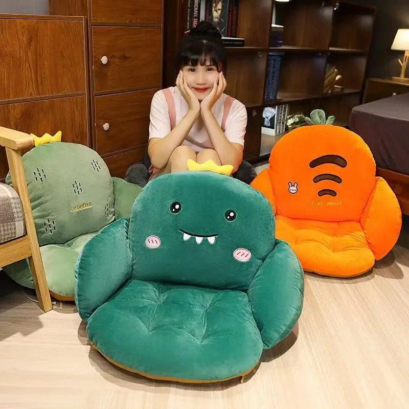 

Cartoon Lumbar Support Cushion One-piece Seat Cushion Office Seat Sedentary Student Dormitory Chair Plush Backrest Butt Cushion