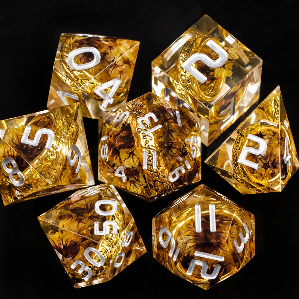7-Piece Ring Resin Dice Set | Multi-Color | For DND RPG Gaming & Collection | Gift for him