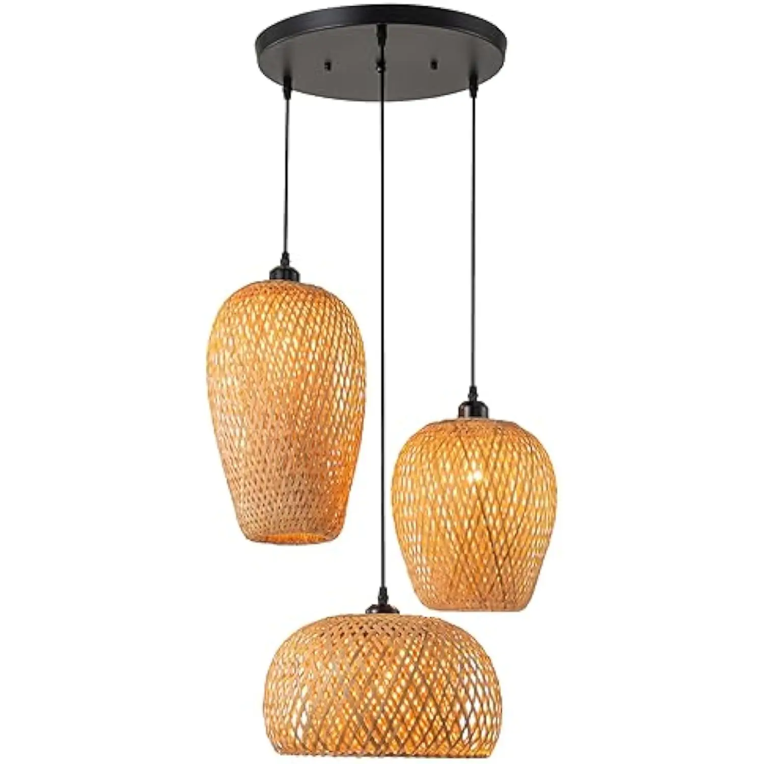 

Rattan Pendant Light Bamboo Hanging Light 3-Lights Boho Pendant Light Fixture Woven Basket Wicker Shade Rattan Chandelier for L