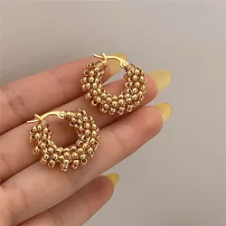 Metal Ball Round Earrings European And American Style Personalized Fashion Stud Earrings Ladies Girls Travel Wedding Accessories