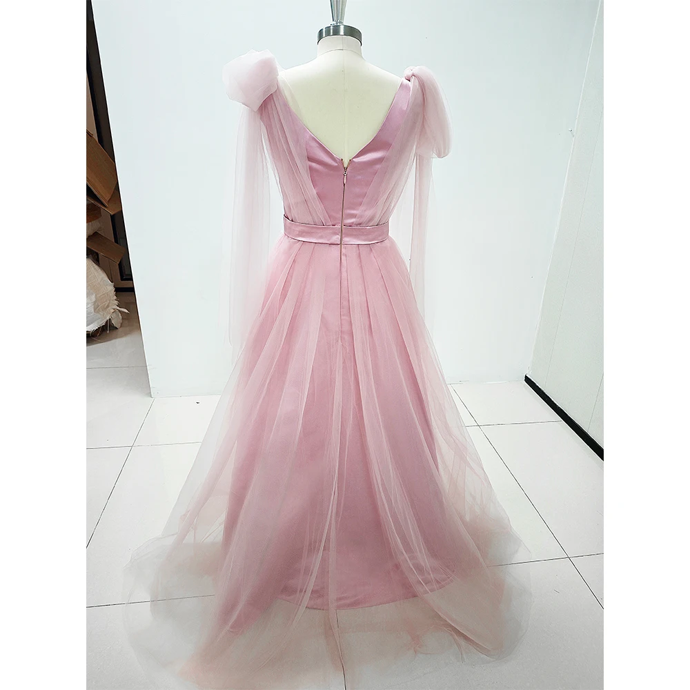 Vestidos De graduación De flores 3D para mujer, apliques De encaje 2025, Vestido elegante De color rosa polvoriento, Vestido Formal De fiesta, Vestido De fiesta Casamento