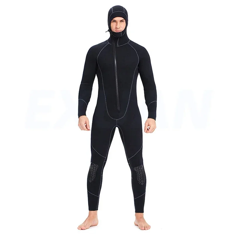 Warm Men's And Women's 7mm Diving Suit With Front Zipper And Hood Men's Set Surfing Suit Summer