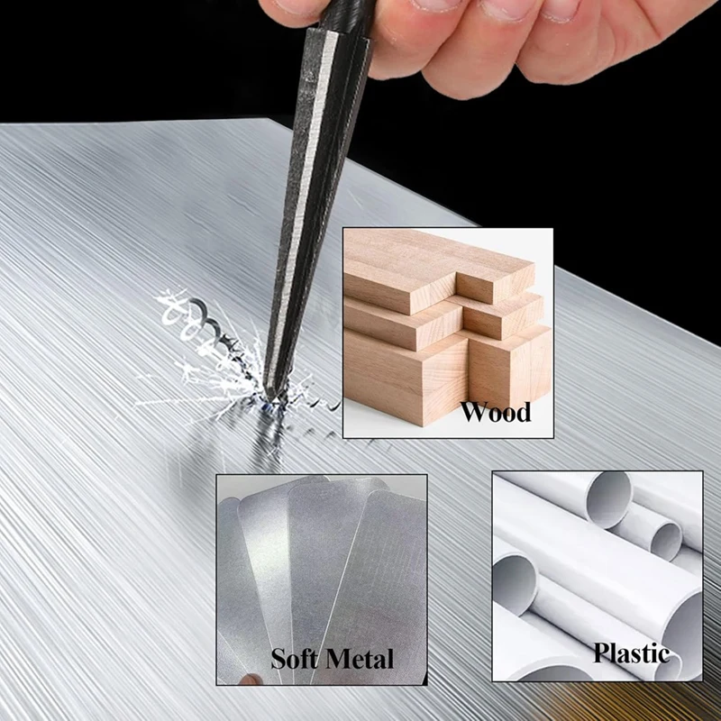 Herramienta escariadora cónica con mango en T, 3-13Mm (1/8-1/2 pulgadas) y 5-16Mm(1/2-5/8 pulgadas), herramienta escariadora manual con orificio para pasador de puente, 2 uds.