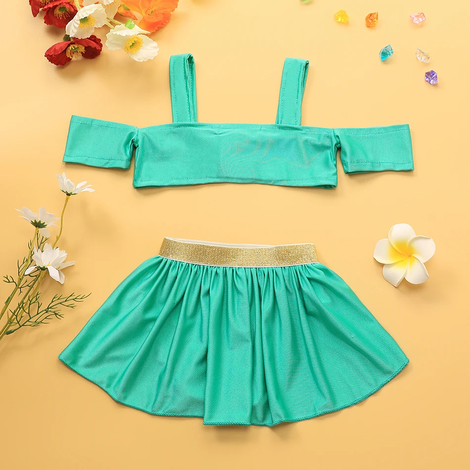 Disney Jasmine Ariel Elsa Baby Girls Swimsuit Summer Rapunzel Aurora Belle Princess Cosplay Beachwear Kid Bikini Swimming Outfit