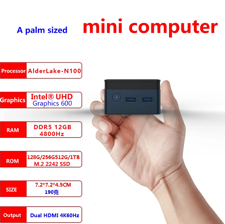 ZX01 PLUS Intel Alder Lake N100 Windows 11 4 Core Mini PC DDR5 12GB 128GB M.2 SSD WIFI5 BT4.2 Desktop Computer Gaming