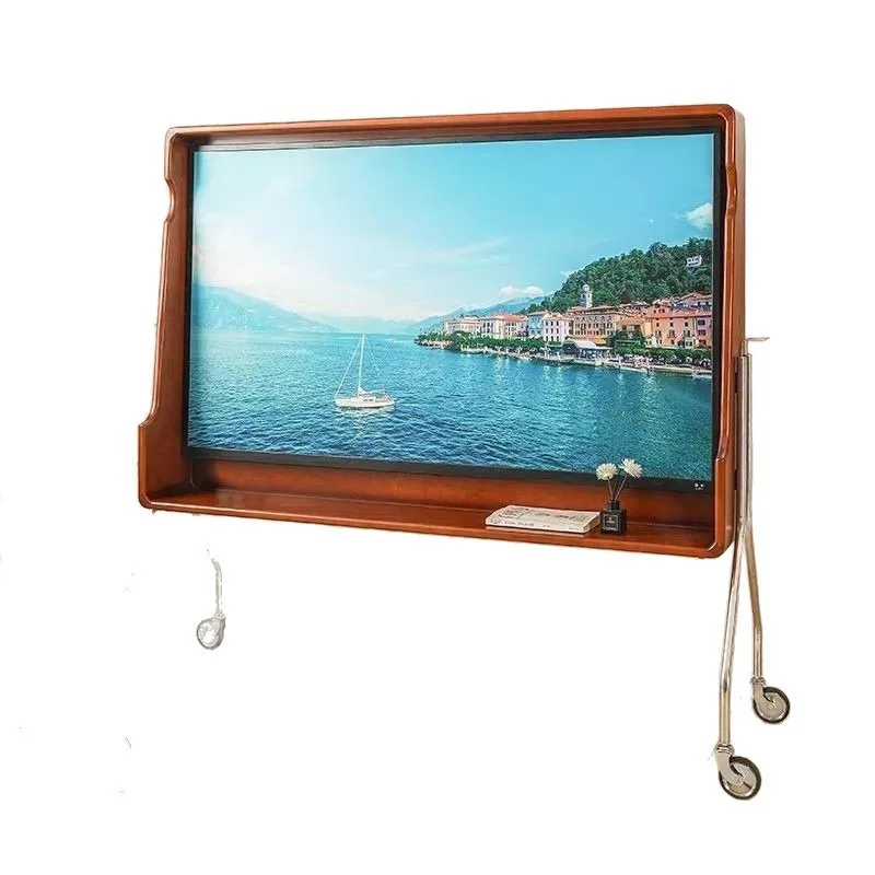 Vertical floor-to-ceiling solid wood wind TV cabinet Light luxury TV bracket
