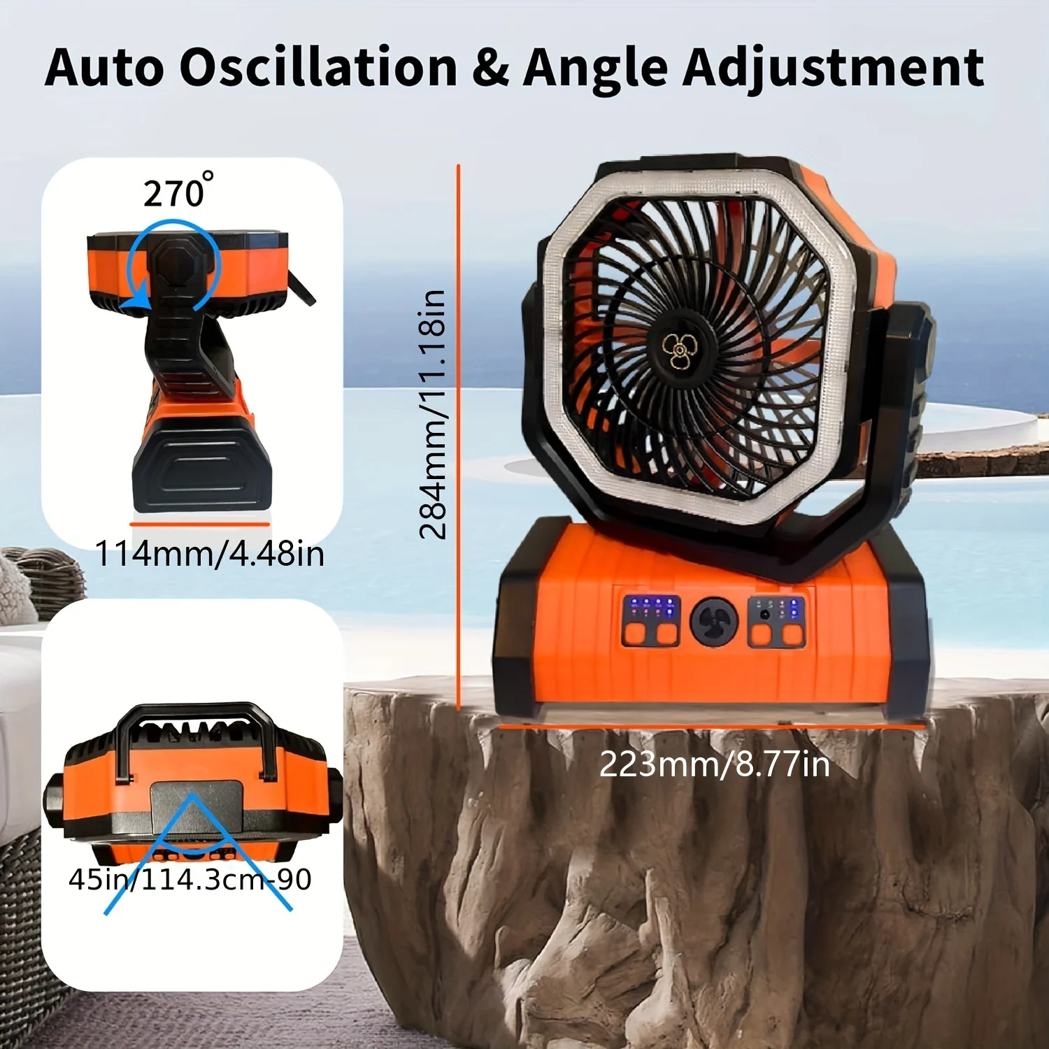 Outdoor Camping Fan com luz LED, Tent Light portátil e brilhante para caminhadas e pesca, 1pc