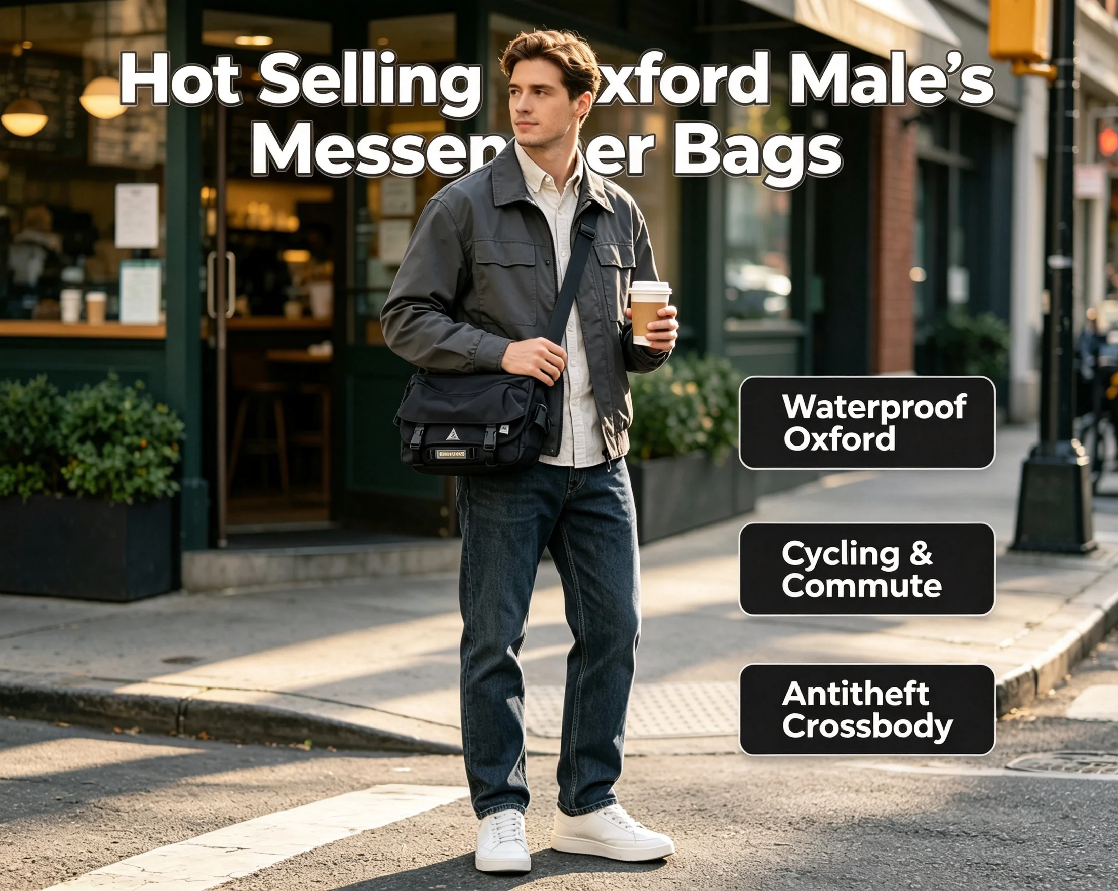 Hot Selling Oxford Male's Messenger Bags Simple Cycling Sports Black Breathable Fashion Outdoor Sling Antitheft Crossbody Bag