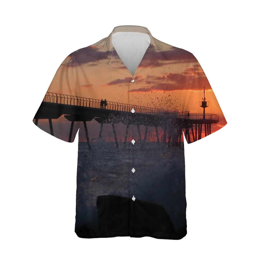 

Jumeast New 3D Summer Hawaiian Men's Short Sleeve Shirts Casual Dusk Aesthetics Fashion Shirts Streetwear Blouses Clothing