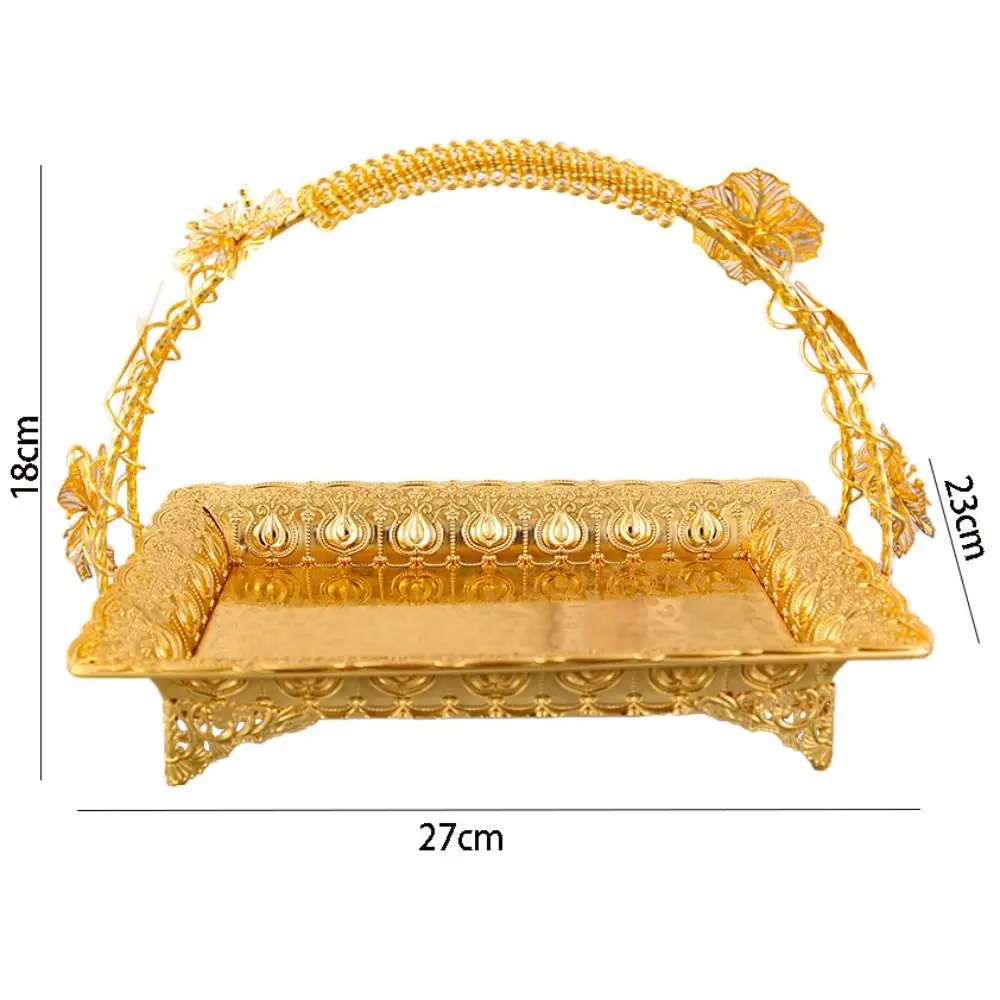 Light Luxury Metal Handheld Fruit Basket Exquisite Multi-Function Pastry Tray Classic Creative Storage Plate Kitchen