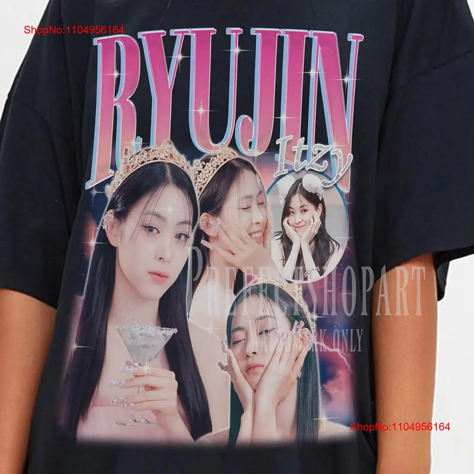 Ryujin Retro Anni '90 Bootleg T-Shirt Itzy Ryujiz Kpop Merch Per Lei E Lui Vintage Lavato Allungato Homme Versatile