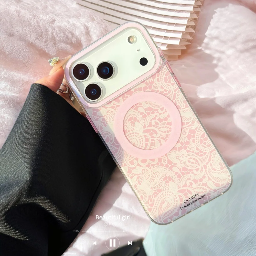Casing INS Polka Dot 17 Pro Max Magnetic Fresh Grid Cover untuk iPhone 17 16 15 Pro Max 14 13 Magsafe Wireless Charging 17 Air Cases