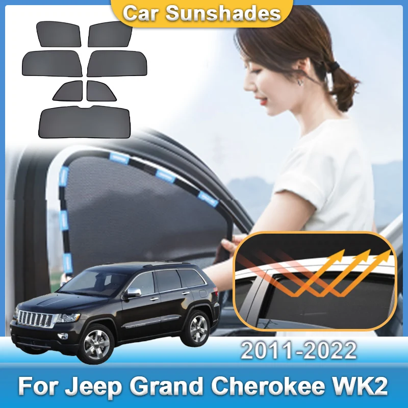 

Car Full Coverage Visors For Jeep Grand Cherokee WK2 2011-2022 UV Blocking Mesh Sunshade Shield Windshield Curtains Accessories