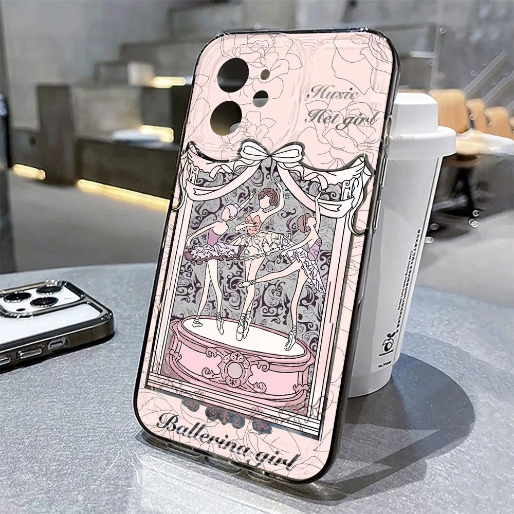 Pink Ballerina Girl Phone Case For iPhone 11 Case iPhone 15 14 13 12 Pro Max X XR XS 8 7 Plus SE3 Soft Shockproof Clear Cover