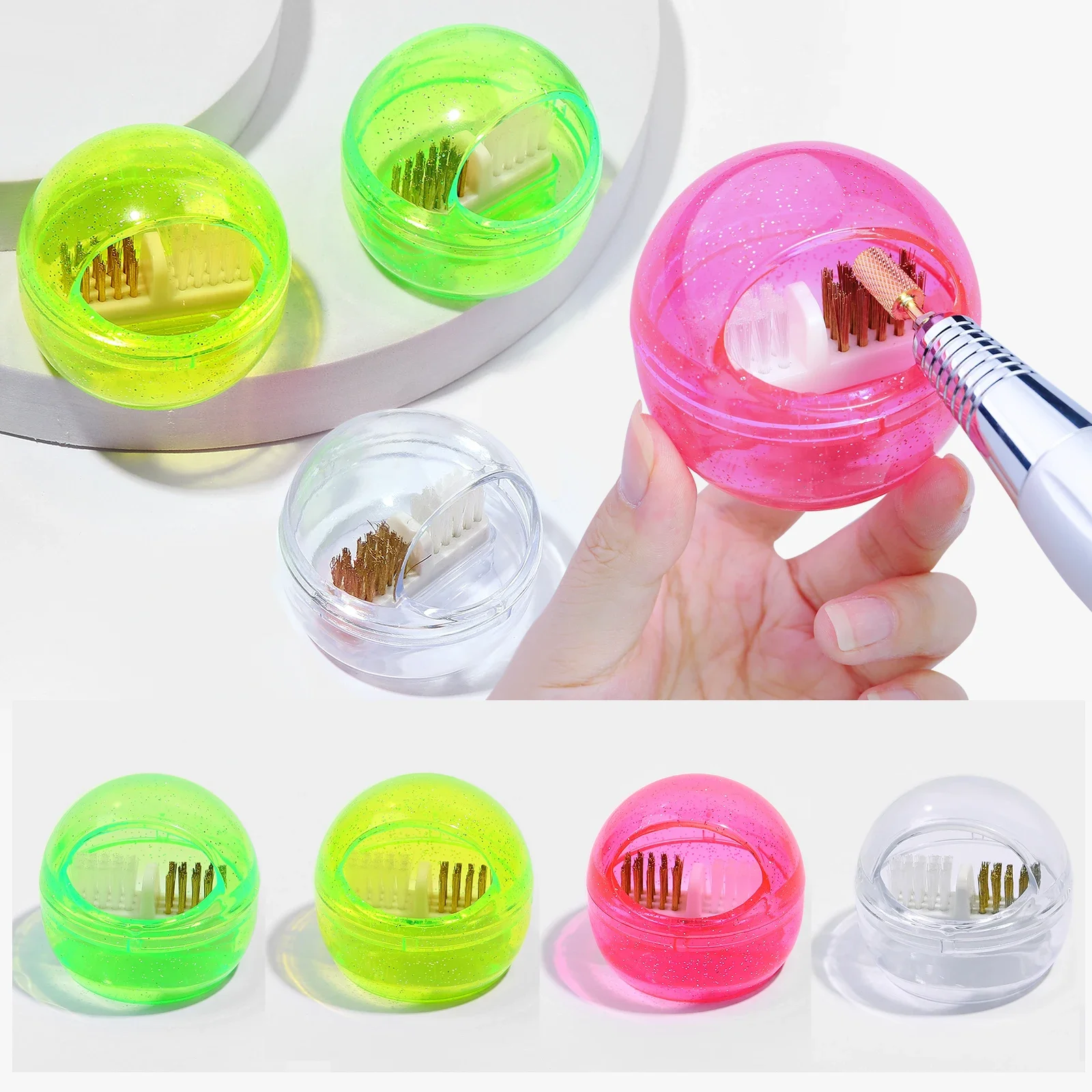 1pc fio de cobre macio e duro prego broca escova caixa de limpeza remover pó cabeça moagem arte do prego brocas cuidados ferramenta mais limpa