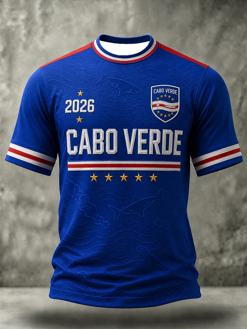 Summer Best-selling Men's Cape Verde Football Training T-Shirt 3D Printable Breathable Quick-Drying Family Style Casual Shirt