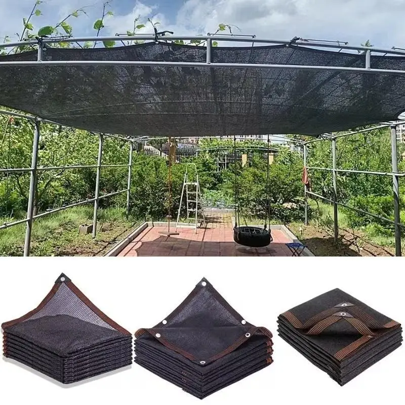 Black Sun Shade Net High Density UV Protection Breathable Tear Resistant Sunblock Cloth For Garden Patio Balcony Outdoor Use