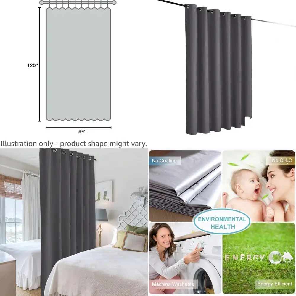 

Grey 120x84 Inch Soundproof Curtains for Room Dividers, Home Theater, Closets, Offices, and Privacy
