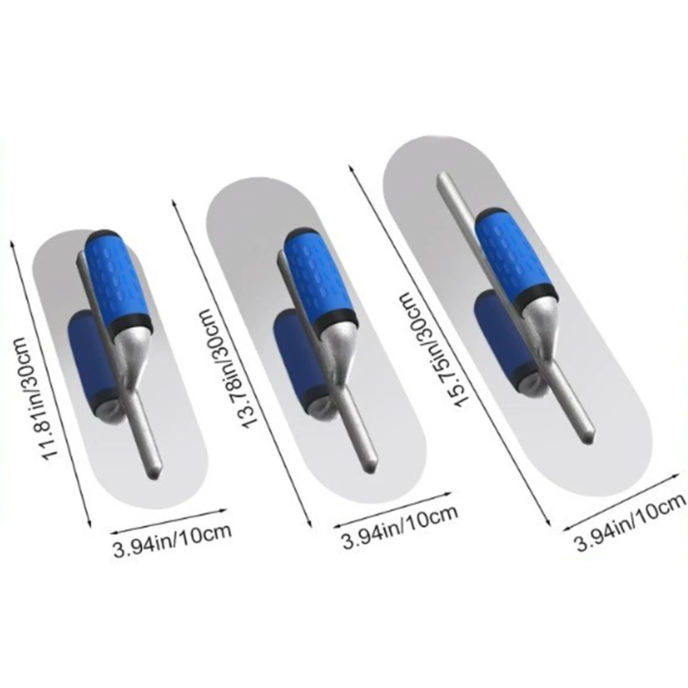 Набор из 3-х инструментов для скребка из нержавеющей стали с эргономичной синей резиновой ручкой для штукатурки бетона, цемента и гипсокартона