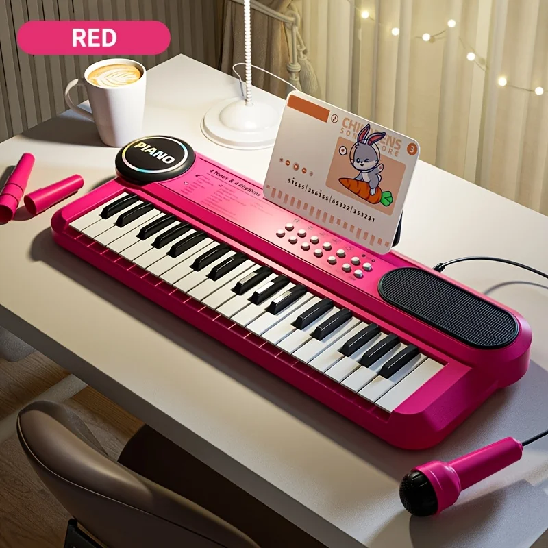 

37-Key Piano Keyboard Toy with Microphone Singing Songs for Kids, Portable Electronic Organ Development Educational Children Toy