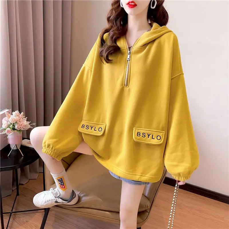 

Oversized Hoodies Women Autumn Winter Trendy Thicken Plush Half Zip Up Hoodie Casual Loose Hooded Coats Aesthetic Womens Jackets