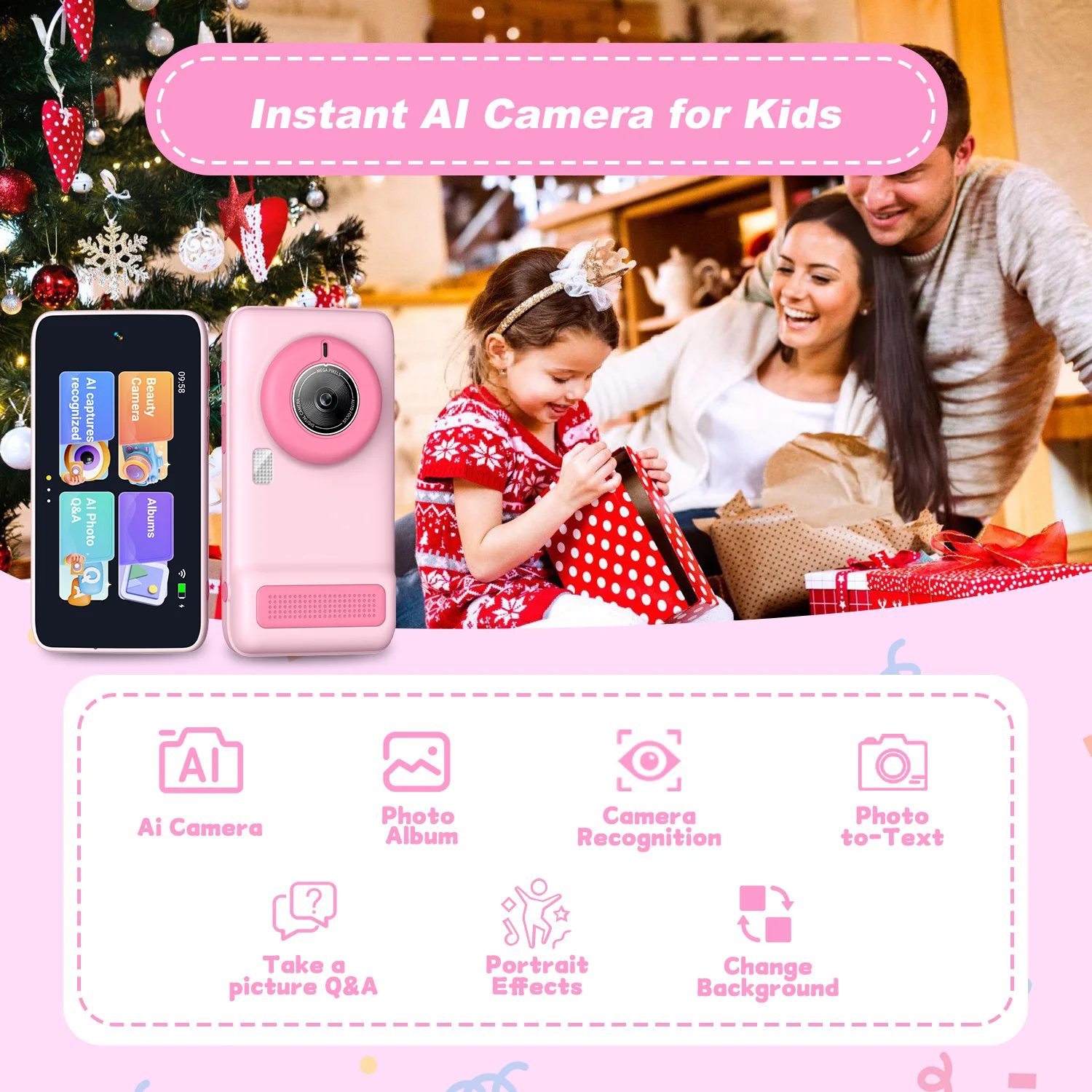 Velec AI Educational Camera for Kids Age 3-12 Smart Toys with Photo Recognition Speech Knowledge Learning Birthday Gift for kids