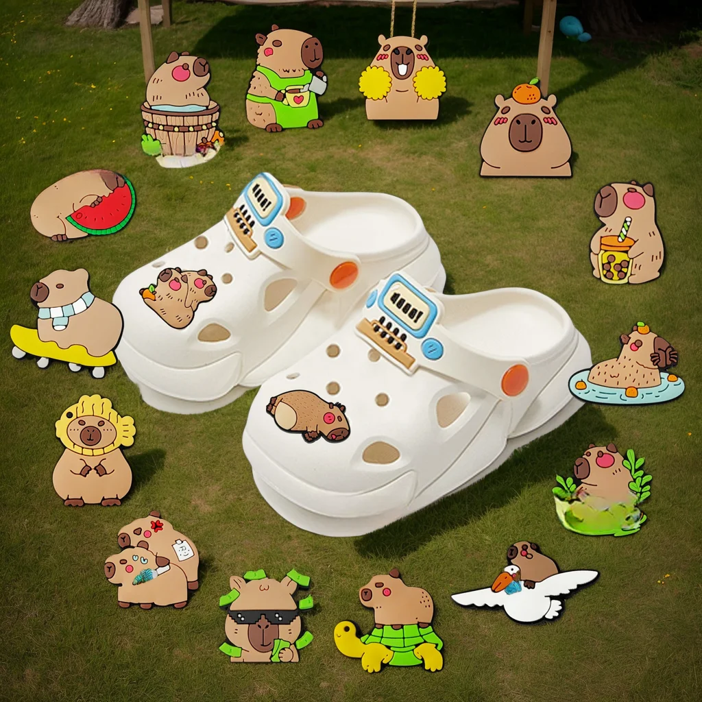 الحيوانات كابيبارا الاسترخاء مضحك الكرتون لطيف الأحذية سحر ل قباقيب الصنادل الديكور إبزيم الحذاء لهدايا حفلات المهرجان