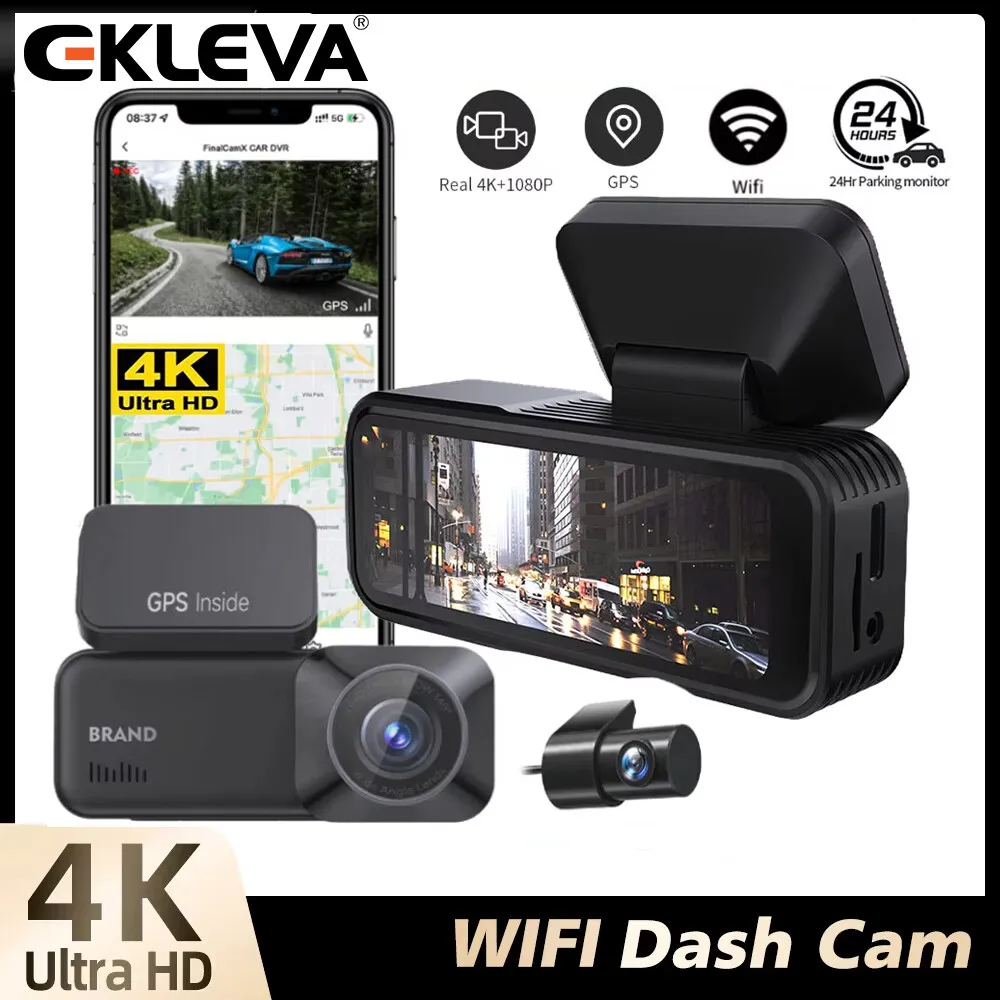 

4K WIFI Dual Lens Dash Cam UHD Video Recording Car Camera DVR IR Night Vision Support 24H Parking Wide Angle Car DVR Camera