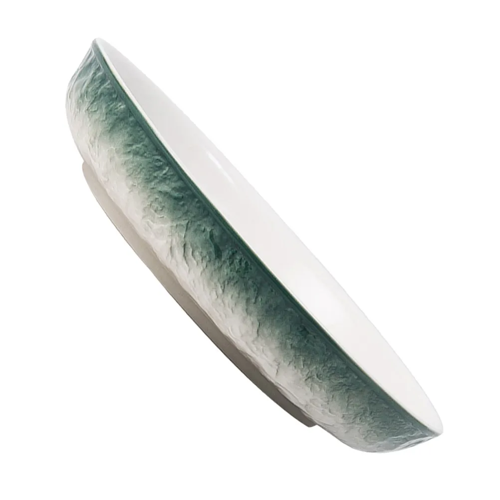 

Stone Texture Ceramic Plate Smooth Round Food Serving Dish for Salad Dessert Sushi Snack Restaurant Kitchen Tableware