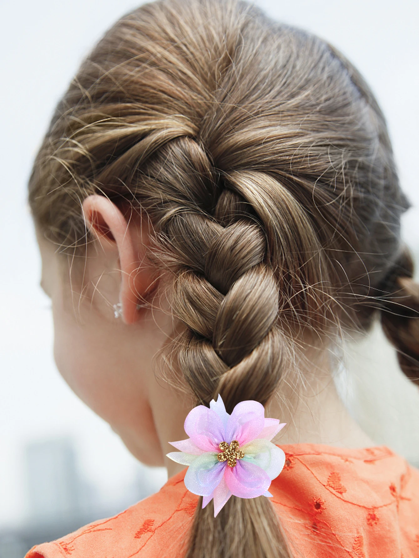 女の子のためのレインボーフラワーヘアクリップ,スパンコール,子供のためのかわいい髪留め,ブティックアクセサリー,ファッショナブルなギフト,2ピース/セット