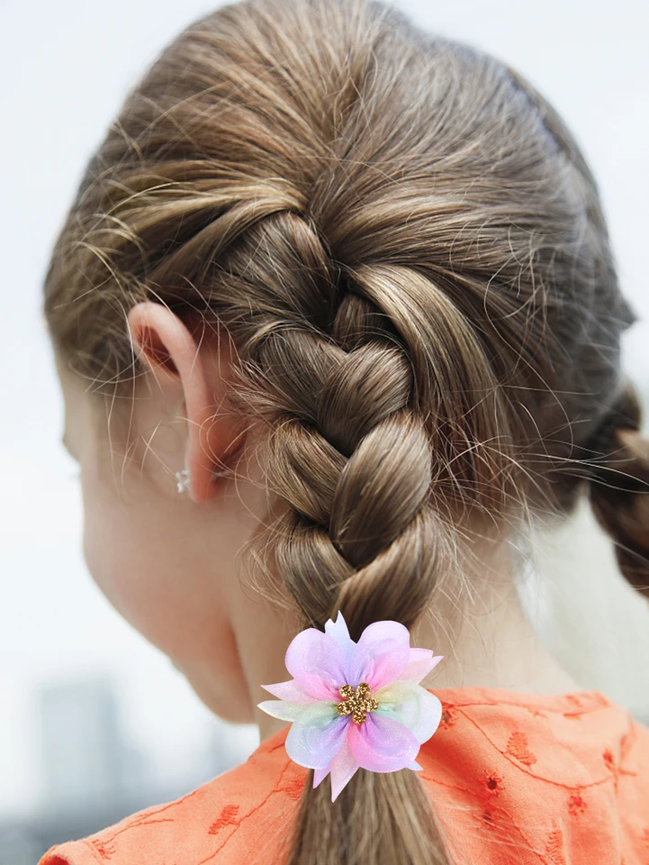 2pcs/set Rainbow Flower Hair Clips For Girls Fashion Sequin