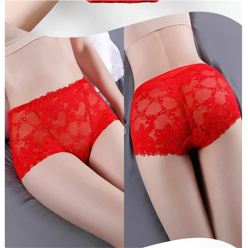 Frauen unterwäsche sexy spitze hohe taille plus größe weibliche höschen baumwolle gabelung antibakterielle gaze jacquard damen dessous