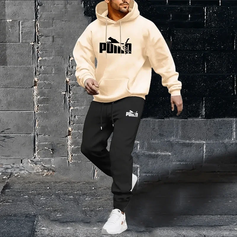 

Autumn and winter men's clothing hooded jumper + elastic pants 2-piece casual fashion outdoor fitness jogging sportswear suit