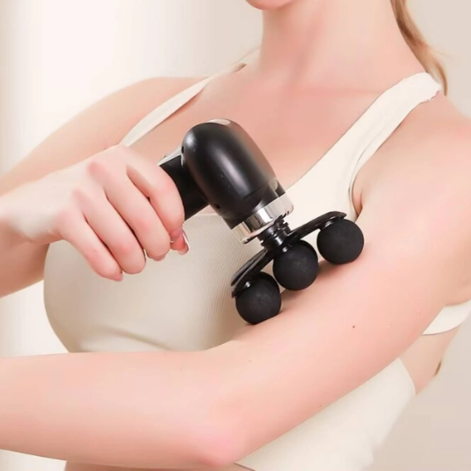 Fascia Massage 6-Node Head Curved Handle Massage Body Care Tool Rechargeable Glossy Finish