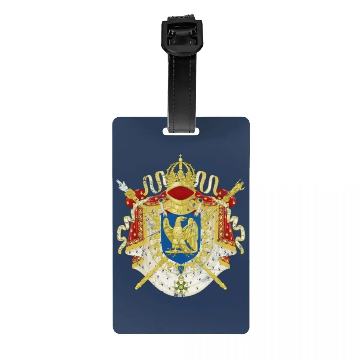 

Custom French Empire Napoleon Luggage Tag With Name Card Coat Of Arms of France Privacy Cover ID Label for Travel Bag Suitcase