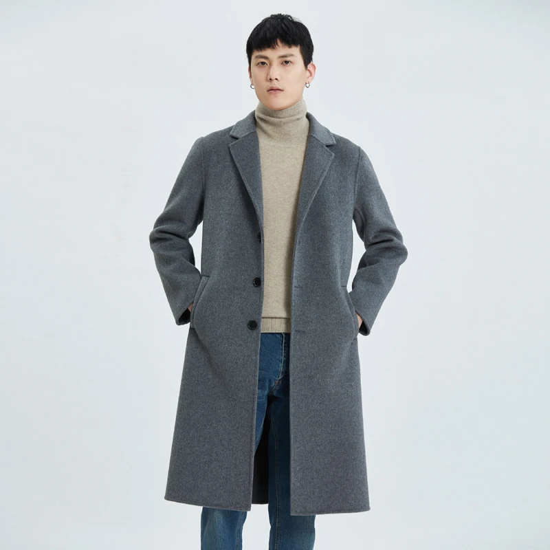 

100% Pure Wool Double-Sided Woolen Coat Men's Long High-End Suit Casual Men's Business Trench Coat Jacket