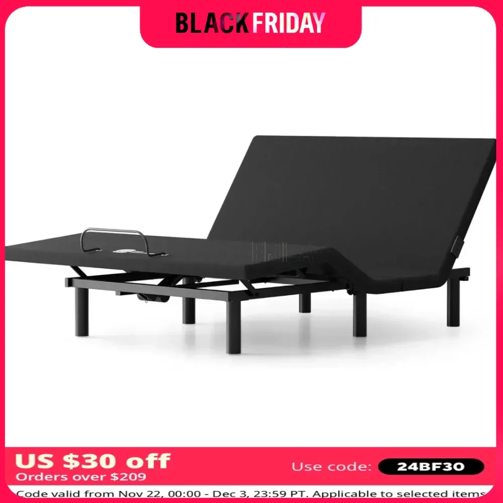 

Регулируемое основание кровати, подъемный двигатель и беспроводной пульт дистанционного управления, массаж, освещение под кроватью, два порта USB, IElectric Каркас кровати