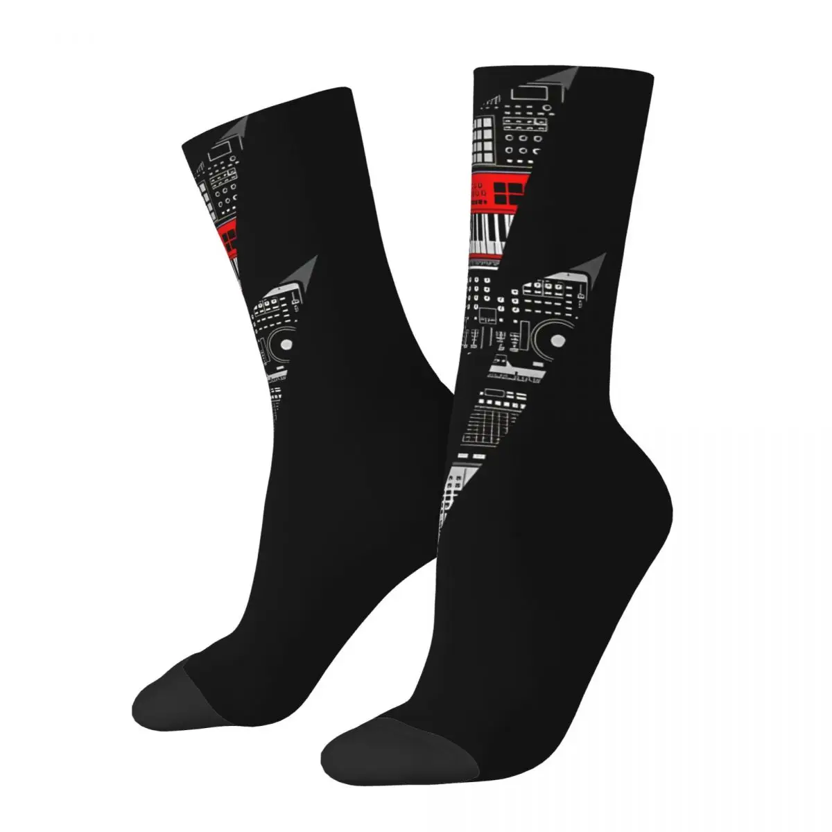 Funny Happy Sock for Men Electronic Dance Music Hip Hop Music Pattern Printed Crew Sock