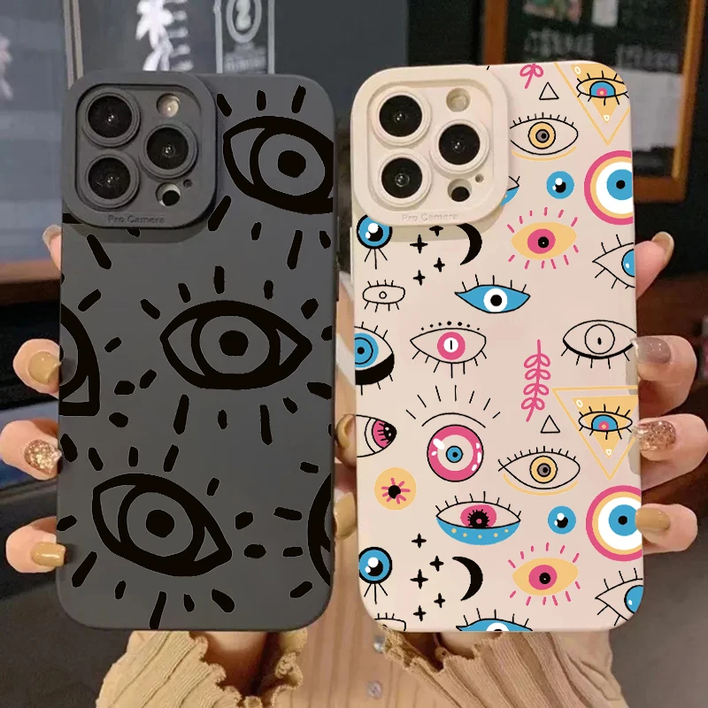 

Fashion Eyes Silicone Phone Case For Samsung Galaxy S24 S23 Ultra S22 Plus S21 FE A14 A15 A34 A54 A33 A53 A52 Shockproof Cover