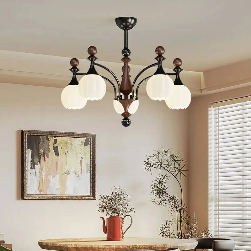 French Medieval Style Living Room Chandelier Modern Minimalist High-end Sense Of Hall Main Lighting 2025 New Walnut Lamps